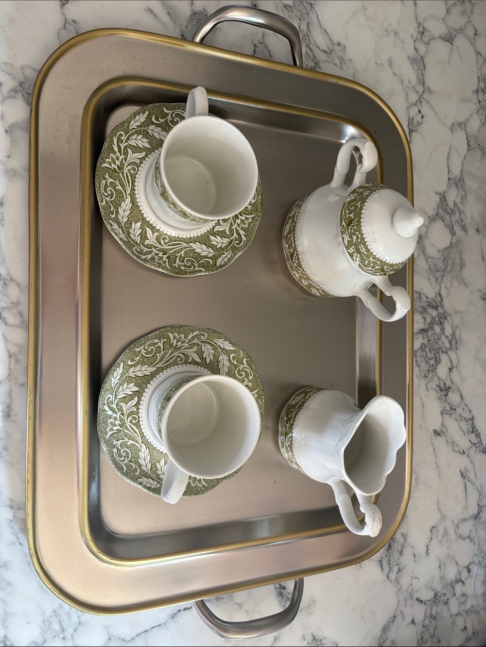 Sterling Colonial English Ironstone J & G Meakin Porcelain Tea Set with Saucers